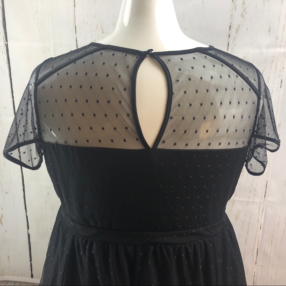 Torrid Black Mesh Polka Dot Tiered Skater Dress - Picture 4 of 5